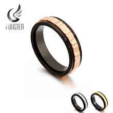 Anel clássico com faixa fongten, anel redondo de aço inoxidável preto com rosas e joias da moda para homens 2024 - compre barato