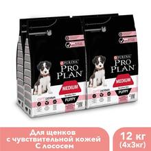 Dry food Pro Plan for puppies of medium breeds with sensitive skin with OPTIDERMA complex with salmon and rice, 12 kg. 2024 - buy cheap