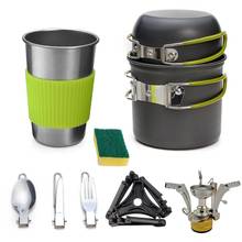 Portable Camping Tableware Pot Hiking Picnic Tourist Tableware Set With Folding Spoon Stove Set Outdoor Camping Trip Cookware 2024 - buy cheap