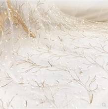 Vestido de novia de tela de encaje bordado con lentejuelas doradas, velo de malla de alta gama a la moda, accesorio de decoración 2024 - compra barato
