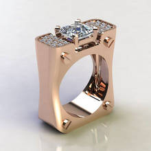 Креативное прямоугольное циркониевое женское широкое кольцо с геометрическим рисунком, гламурные аксессуары для вечеринок, обручальное кольцо, подарок любимому 2024 - купить недорого