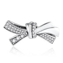 Authentic S925 Silver  Brilliant Bow Bead Charm fit Lady Bracelet Bangle For Women DIY Jewelry 2024 - buy cheap