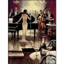 Wall Decor Pub Paintings Jazz Night Handmade Oil Canvas Art Modern Figure Abstract Artwork For Cafe Bar Romantic Christmas Gift 2024 - buy cheap