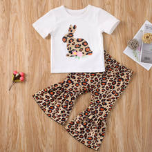 Ropa de San Valentín para niña pequeña, Camiseta con estampado de leopardo + Pantalones, trajes 2024 - compra barato