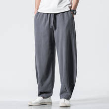 2021 Summer Men Cotton Linen Pants Casual Loose Long Pants Wide Leg Trousers Male Chinese Style Baggy Pants Big Size 2024 - buy cheap