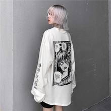 Desenhos animados horror gráfico camiseta feminina personagem impressão solta punk japonês t camisas pulôver topo harajuku rua t 2024 - compre barato