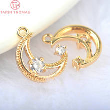 (27)6PCS 14*10MM 24K Gold Color Brass with Zircon Moon Charms Pendants High Quality Diy Jewelry Findings Accessories 2024 - buy cheap