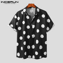 Summer Men Shirt Polka Dot Print Streetwear Lapel Short Sleeve Vacation Casual Camisas 2022 Hawaiian Shirts Men Clothing INCERUN 2024 - buy cheap