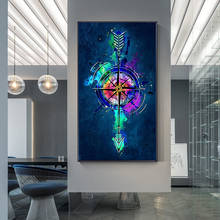 Абстрактный постер с изображением меча и компаса, Картина на холсте, постеры и принты, настенное искусство для гостиной, домашний декор 2024 - купить недорого