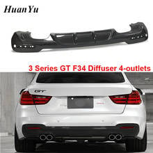 4-outlets F34 Carbon Fiber Diffuser for BMW 3 Series GT M Sport Rear Bumper Lips Spoiler 2014-2017 4-Door 328i 330i 335i GT 2024 - buy cheap