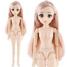 Шарнирная кукла 42 см с 24 шарнирами, кукла «сделай сам» с невооруженным телом, кудрявые прямые волосы, подарок для девочки с головой с 3D глазами, куклы, игрушки для девочек 2024 - купить недорого