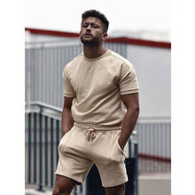 Conjunto esportivo masculino, duas peças, calção esportiva para homens, manga curta, roupa casual e de verão 2024 - compre barato
