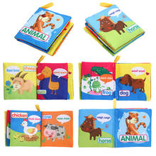 Livro de histórias para bebês com desenhos em tecido, brinquedo educacional macio com desenhos em inglês, frutas, animais, livro de história infantil 2024 - compre barato