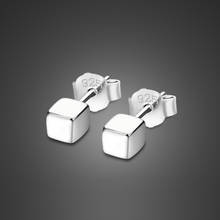 Fashion 100% 925 sterling silver Punk Simple square Bar Earrings For Women Ear Stud Earrings Solid silver Fine Jewelry Geometry 2024 - buy cheap