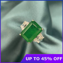 High Quality 100% 925 Sterling Silver Created Moissanite Emerald Gemstone Birthstone Wedding Engagement Ring Fine Jewelry Gifts 2024 - buy cheap