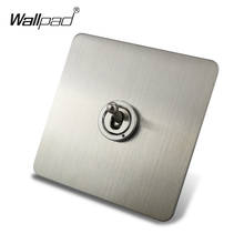 Wallpad Silver Satin Chrome 1 Gang Toggle Switch Electric Light Switch Brushed Stainless Steel Panel 2024 - compre barato