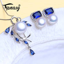 FENASY 925 Sterling Silver Necklace Natural Pearl Jewelry Sets For Women Bohemian Stud Earrings Sapphire Pendant 2024 - buy cheap