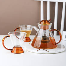 Jarro de vidro europeu, conjunto com copo, jarra de água para cozinha, resistente ao calor, alta temperatura, vidro transparente, conjunto de chá com filtro 2024 - compre barato
