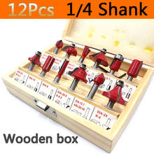 12pcs Wood milling cutter Bit 1/4 Carbide Metal cutting woodworking tools set Engraving and trimming router bit Wood cutters DI 2024 - buy cheap