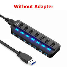 Concentrador de red USB 4/7 de alta velocidad, 3,0 puertos, 5gbps, divisor de corriente de datos, interruptor de encendido/apagado, adaptador de corriente USB 3,0, con interruptor para PC 2024 - compra barato