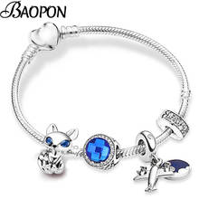 BAOPON Silver Plated Charm Bracelet & Bangle with Fox & Aircraft Beads Pendant Bracelets Women Wedding Jewelry Special Offer 2024 - buy cheap