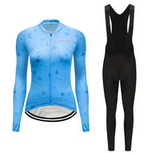 Women Blue Cycling Clothing Set 2022 Autumn Road Bike Jersey Bib Pants Mallot Mtb Bicycle Clothes Ladies Trisuit Sport Suit Kit 2024 - buy cheap
