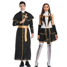Halloween Costumes for Men Women Adult Medieval Cosplay Priest Nun Missionary Set Party Performance Clothing Woman Dress 2024 - buy cheap