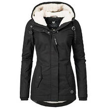 Autumn Winter Classic Hooded Cotton Coat Winter Velvet Thick Fashion Slim Parka Jacket Female Simple Casual Warm Coats Plus Size 2024 - buy cheap