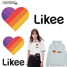 Likee App Patches Heat Transfer Vinyl Sticker Heat-sensitive Likee T-shirt Iron On Transfers For Clothing Rainbow Heart Patch 2024 - buy cheap