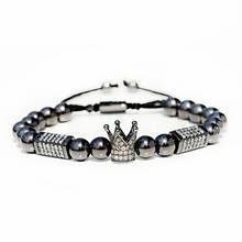 Luxury Crown Charm Bracelet Men Hip Hop Jewelry Fashion 2019 Zircon Braided Adjustable Men Bracelet Gift 2024 - buy cheap