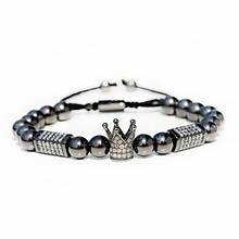 Pulsera de corona de lujo para hombre, joyería de Hip Hop, 2019 de circonita trenzada ajustable, regalo para hombre 2024 - compra barato