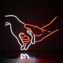 Neon Sign Light Custom Flex Led Shake Hands 12V Home Party Bar Company Office Decor Wall Hanging Flexible Lighting For Sign 2024 - buy cheap