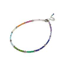 Lii Ji Rainbow 2mm Tiny Stone 925 Sterling Silver Platinum Color Anklet 23cm+5cm 2024 - buy cheap