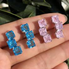 Geometric Stud Earrings For women van gogh Pink Square Crystal silver color small earing 2019 Fashion Party jewelry accessories 2024 - buy cheap
