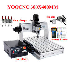 Yooccnc-fresadora de madera 3040Z, enrutador de 300x400mm, 4 ejes, 4030 USB, 300W, husillo de bolas, grabador de Metal de aluminio Mach3 remoto 2024 - compra barato