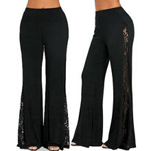 Long Pants Women Follow Out Sexy Lace See Through Boho Wide Leg High Waist Trousers Beach Long Loose Mesh Sheer Pants Hot 2021 2024 - buy cheap