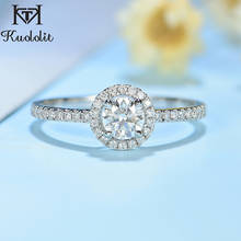Kuololit-anillo de oro blanco de 10K con diamantes 100% naturales para mujer, sortija de compromiso, boda, novia 2024 - compra barato
