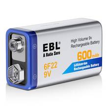Ebl 9 v li-ion bateria recarregável 6f22 600 mah baterias de lítio para multímetro microfone brinquedo controle remoto 2024 - compre barato
