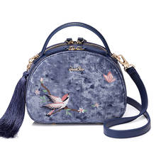 Women Bags Embroidery Handbags Girl Shoulder Bags Messenger Bag Female Totes Handmade Art Flannel Embroidery Bird 2024 - buy cheap