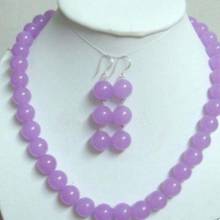 Free shipping   new hot Charming purple jade necklace&earring 10MM 2024 - buy cheap