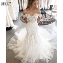 JIERUIZE Modest Mermaid Wedding Dresses Sexy Off The Shoulder Sweetheart Lace Appliques Backless Bridal Gowns vestido de noiva 2024 - buy cheap