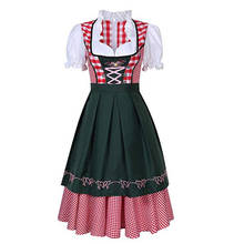 Plus Size Carnival Lady Dirndl Oktoberfest Costume Bavarian National Pink Plaid Dress Cosplay Halloween Fancy Party Dress 2024 - buy cheap