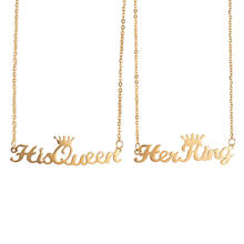 Par de collares a la moda con colgante de letra de su rey, corona dorada, regalo de San Valentín 2024 - compra barato
