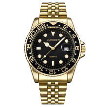 CURDDEN-Reloj de pulsera de cuarzo para hombre, cronógrafo de marca grande, a la moda, de lujo, de acero inoxidable, dorado 2024 - compra barato