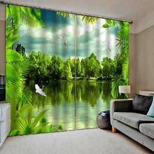 Green curtains landscape nature scenery curtain 3D Curtain Luxury Blackout Window Curtain Living Room blackout curtains 2024 - buy cheap