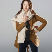 Новый женский шарф корейский шерстяной студенческий длинный толстый теплый вязаный зимний розовый желтый хаки бежевый шарф 2024 - купить недорого