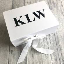 Personalised Initials Small Gift Box, White Box with Ribbon Tie, Birthday Gift Box Keepsake Memory gift Box cutom Present Box 2024 - buy cheap