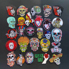 Prajna Colorful Punk Skull Patch Rock Biker Embroiered Patches For Clothes Iron-On Skeleton Patches Stalker Stickers For Clothes 2024 - buy cheap