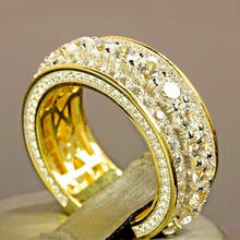 Anillo de compromiso de circonia cúbica para mujer, Micro chapado con oro de 18KRGP, moda Retro, joyería para mujer, anillos de promesa de moda 2024 - compra barato