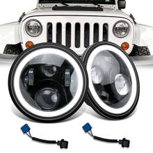 Faros LED RGB para Jeep Wrangle TJ JK LJ, compatible con Bluetooth, Halo DRL de alta salida 2024 - compra barato
